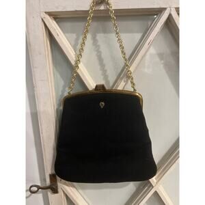 Vintage 1950s Morris Moskowitz "MM" black wool handbag